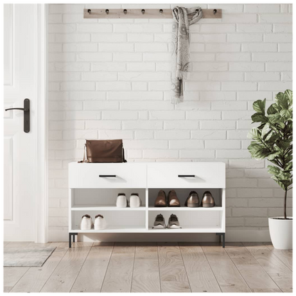 vidaXL Shoe Bench White 102x35x55 cm Engineered Wood S0671258569