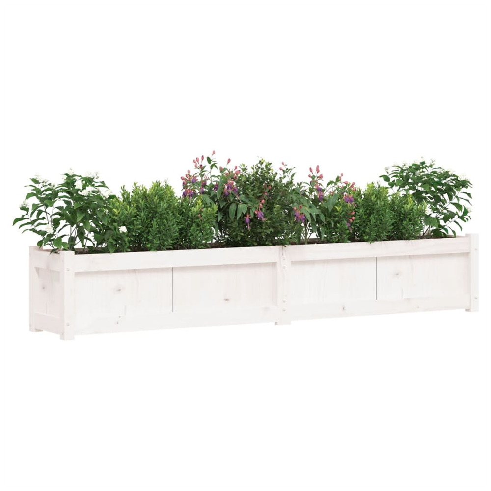 vidaXL Garden Planters 2 pcs White Solid Wood Pine S0671381182