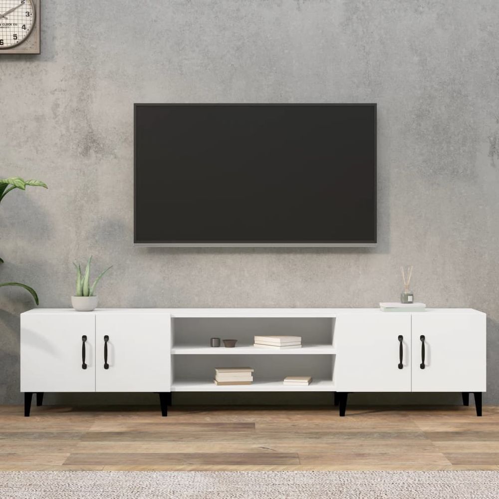 vidaXL TV Cabinet White 180x31.5x40 cm Engineered Wood V0671210726