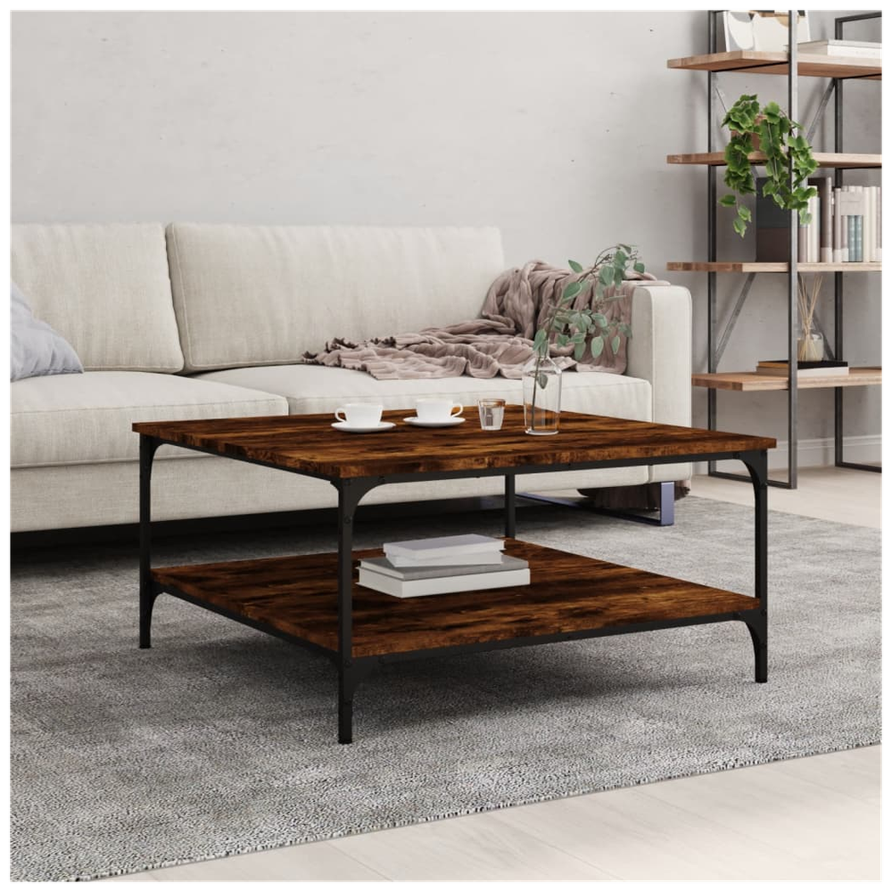 vidaXL Coffee Table Smoked Oak 80x80x40 cm Engineered Wood S0671262066