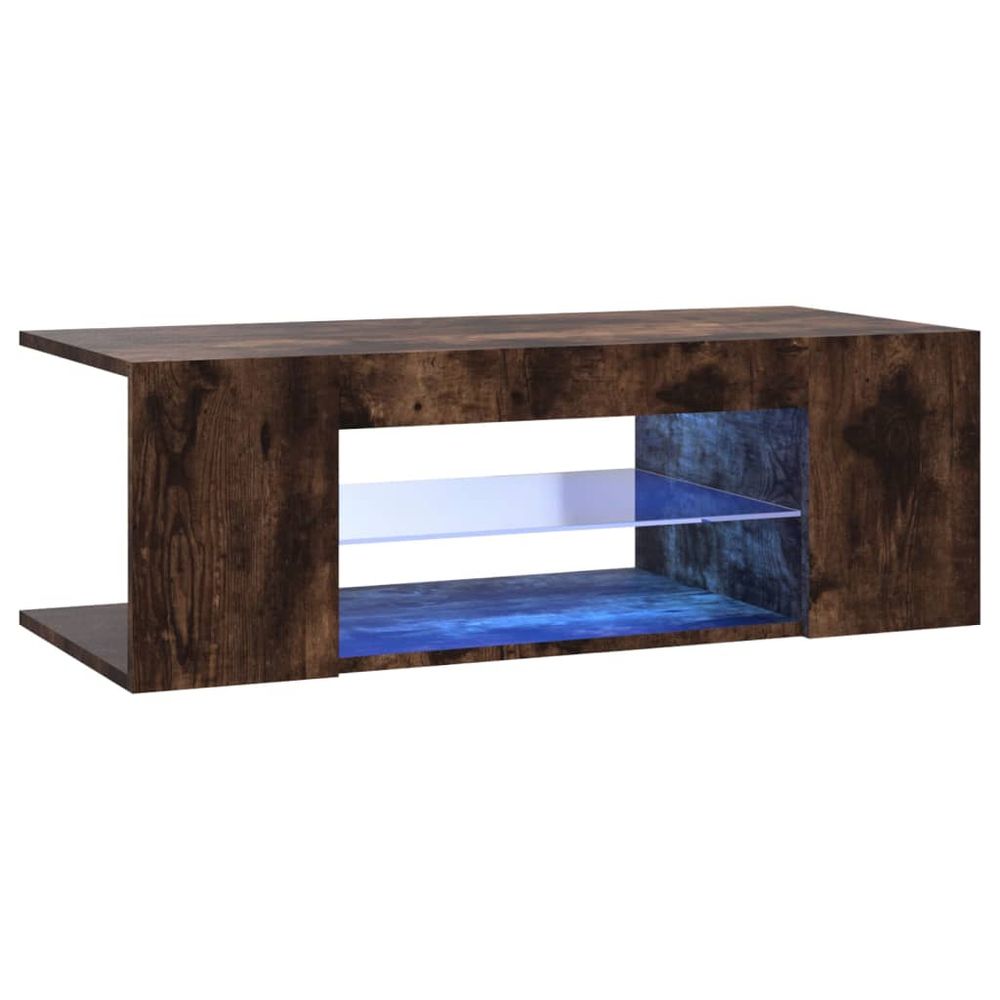 TV Cabinet with LED Lights Smoked Oak 90x39x30 cm S0671111131