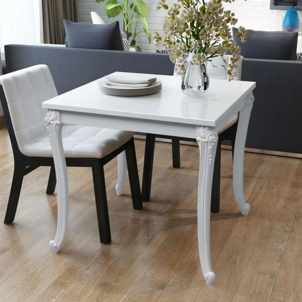 vidaXL Dining Table 80x80x76 cm High Gloss White V0671205630