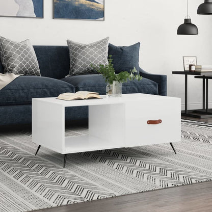 vidaXL Coffee Table High Gloss White 90x50x40 cm Engineered Wood S0671261105