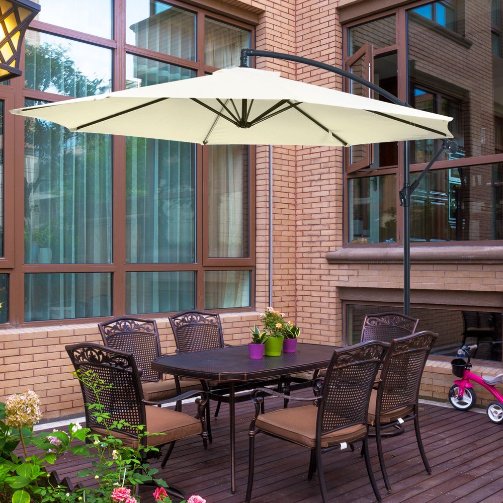 3mt Garden Parasol Sun Shade Patio Banana Hanging Rattan Set V067942052