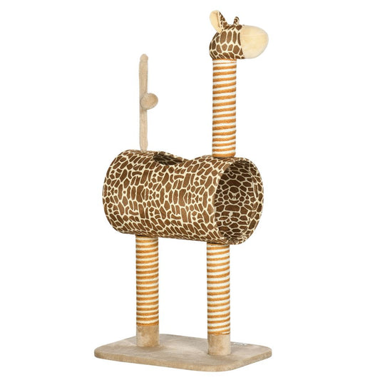 Cat Tree Cute Giraffe Kitten Play Tower W/ Scratching Posts Tunnel Ball Pawhut S0671081263