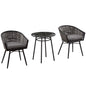 3Pc Rattan Bistro Set, Patio , w/ 2 Chairs & 1 Coffee Table , Grey S0671072369