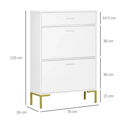 Modern Shoe Cupboard for Hallway w/ Flip Drawers 12 Pair Shoe Storage Organizer S0671097234