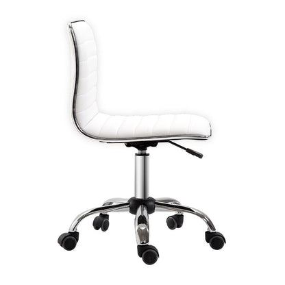 Armless Mid-Back Adjustable Office Chair 360 Swivel Ergonomic White HOMCOM S0671080460