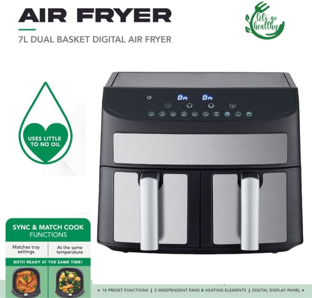 Domestic King 7L Digital Dual Basket 2400W Air Fryer- DK18094 S0671347713