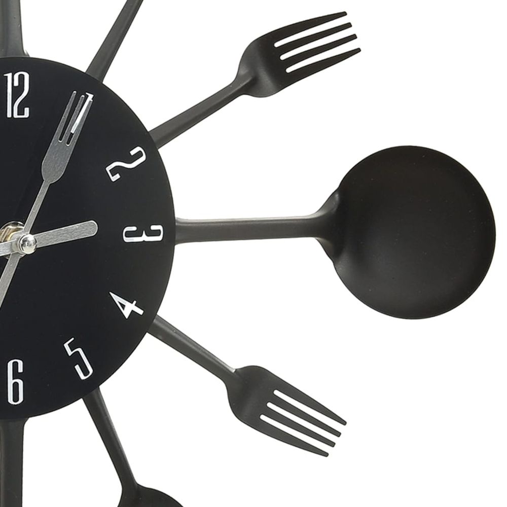 vidaXL Wall Clock with Spoon and Fork Design Black 40 cm Aluminium S0671175868