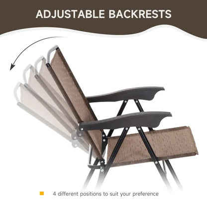 3 PCS Patio Furniture Bistro Set with Folding Chairs Tempered Glass Table Brown S0671096954