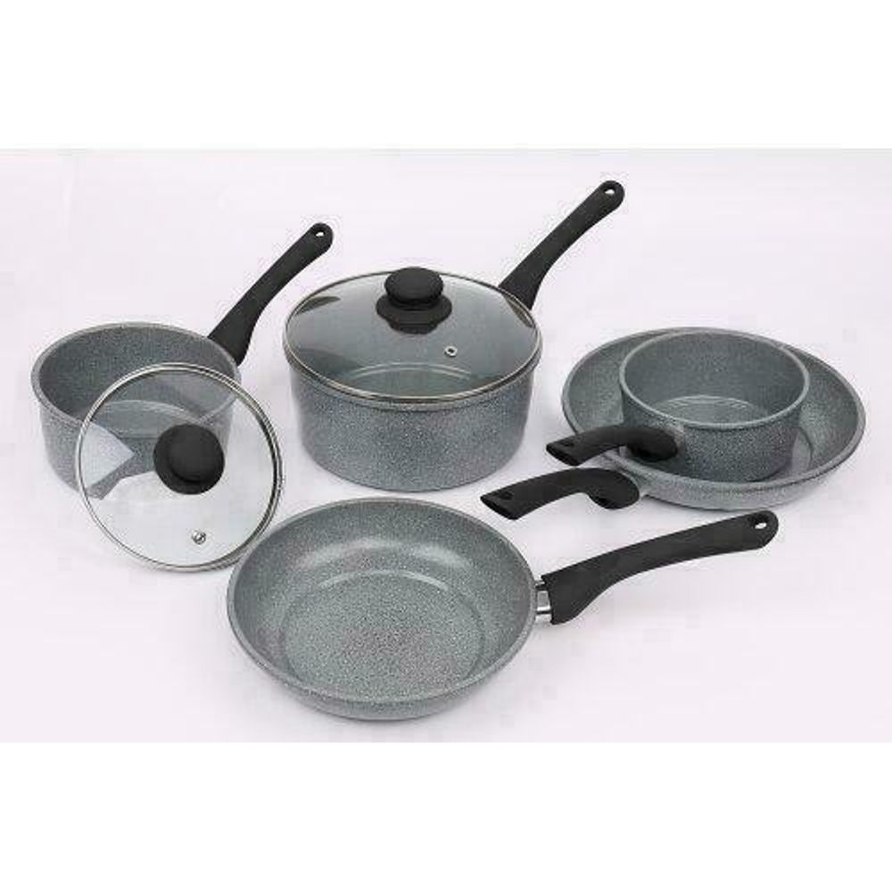 5-Pcs Forged Carbon Steel Peckled Marble Ceramic Non-Stick Saucepan & Frying Pan Kitchen Set S036578146