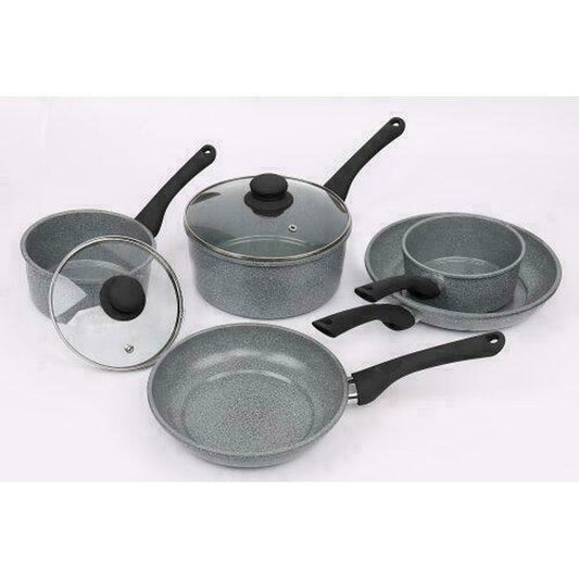 5-Pcs Forged Carbon Steel Peckled Marble Ceramic Non-Stick Saucepan & Frying Pan Kitchen Set S036578146