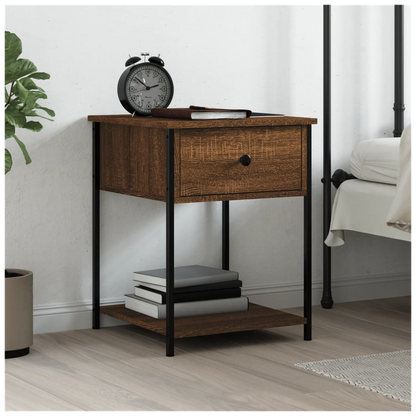 vidaXL Bedside Table Brown Oak 44x45x58 cm Engineered Wood S0671253894