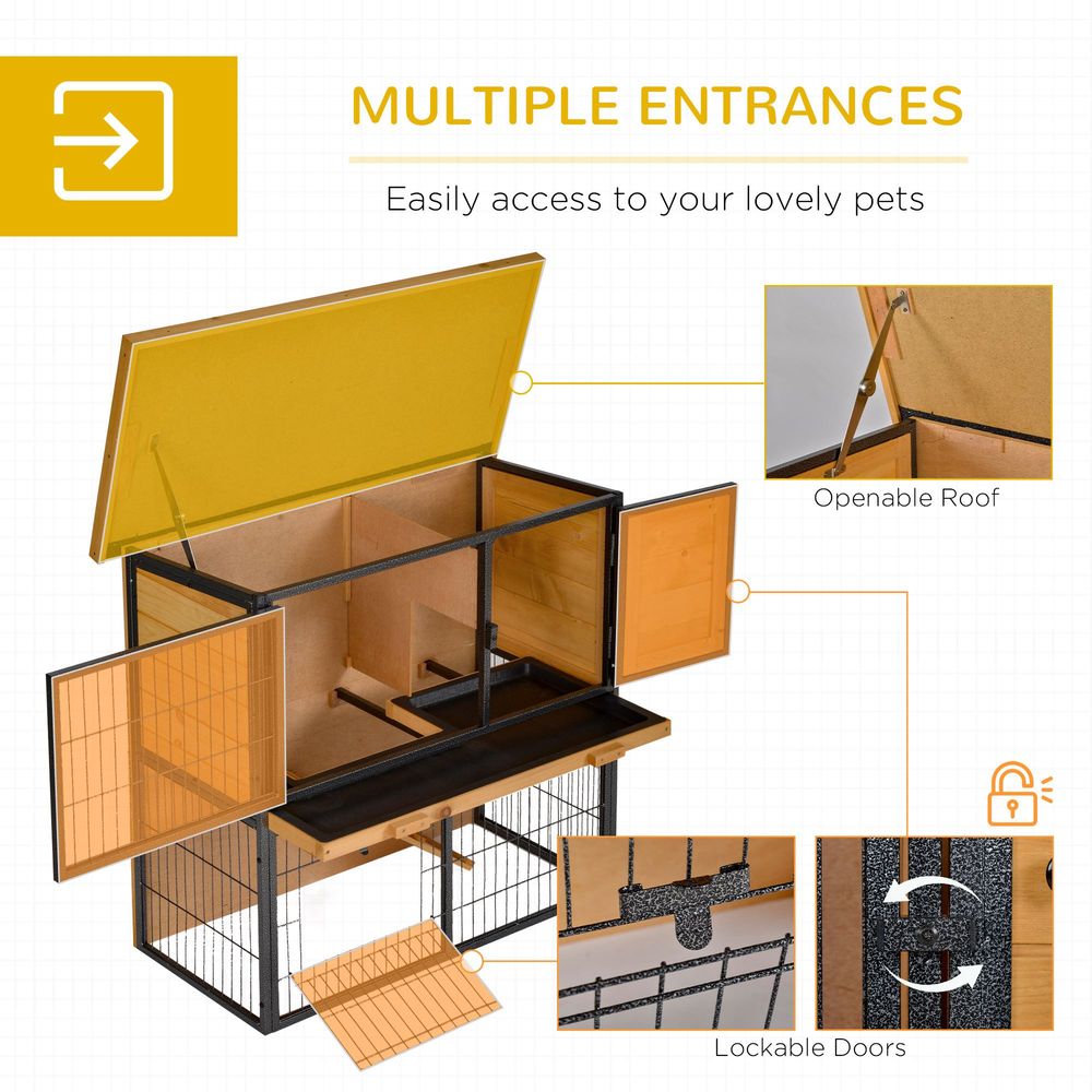 Wood-metal Rabbit Hutch Elevated Pet House Outdoor 89.5 x 45 x 81cm Pawhut S0671081297