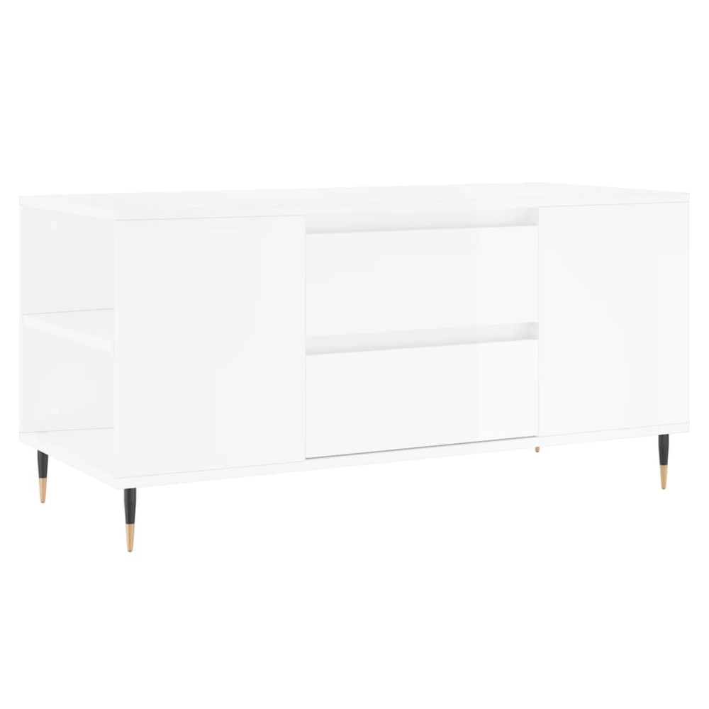 vidaXL Coffee Table High Gloss White 102x44.5x50 cm Engineered Wood S0671358156