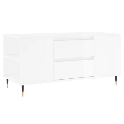 vidaXL Coffee Table High Gloss White 102x44.5x50 cm Engineered Wood S0671358156