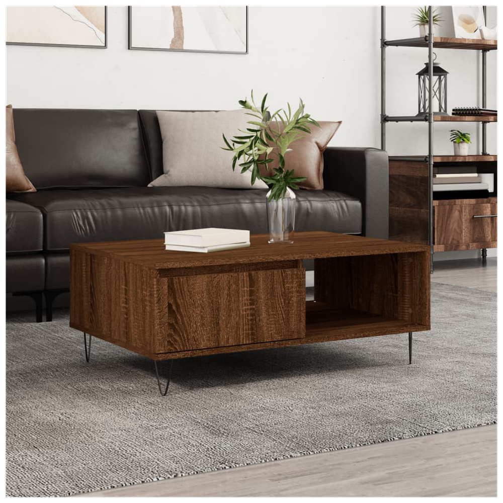 vidaXL Coffee Table Brown Oak 90x60x35 cm Engineered Wood S0671256757