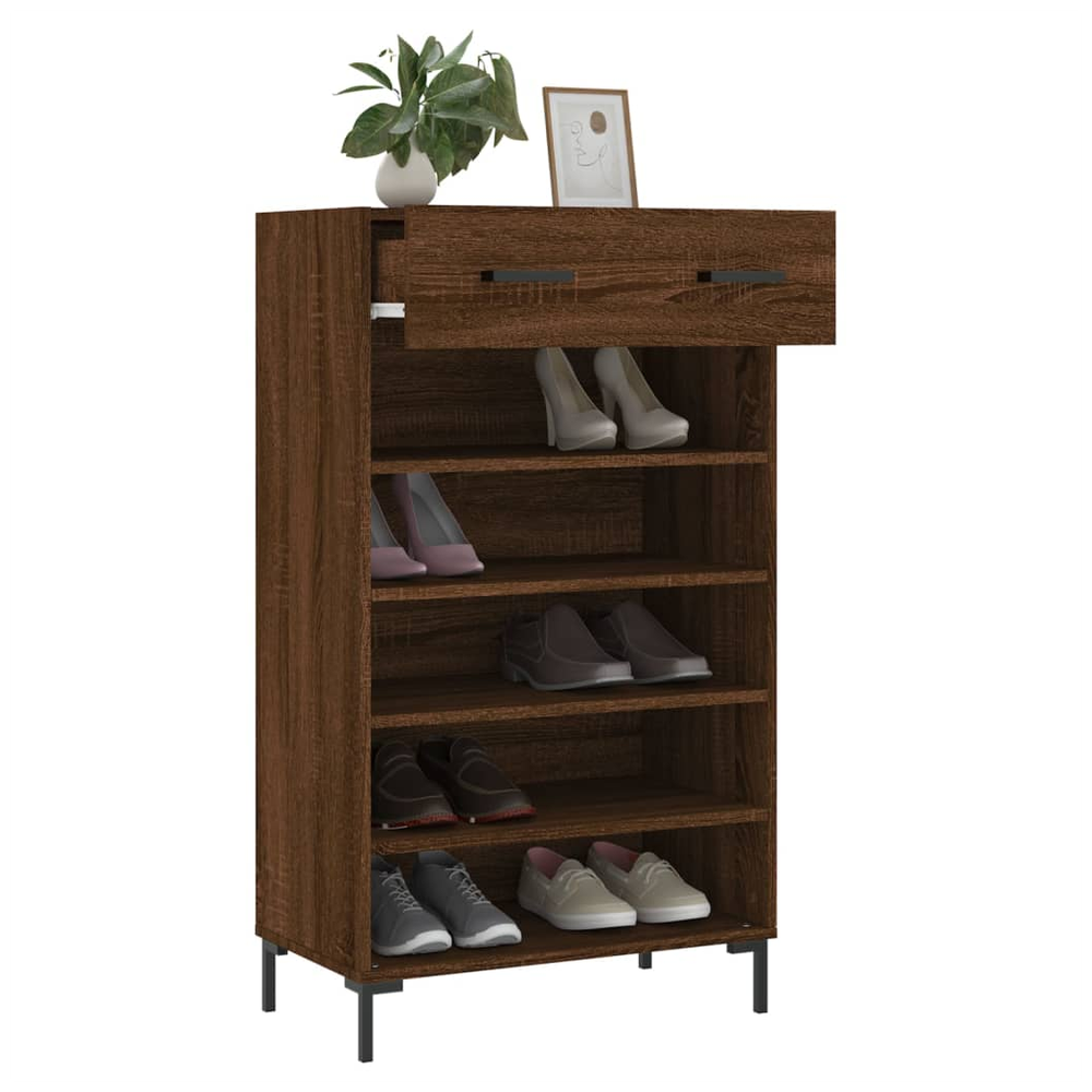 vidaXL Shoe Cabinet Brown Oak 60x35x105 cm Engineered Wood S0671259862