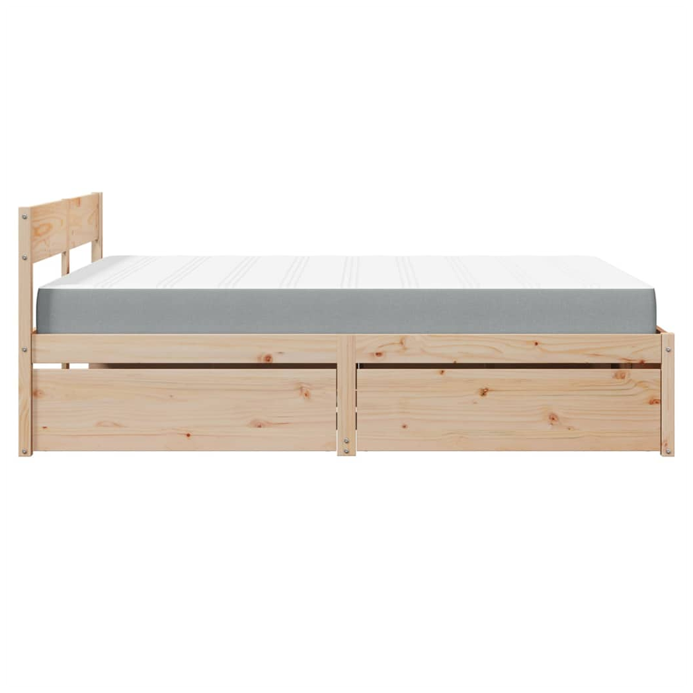 vidaXL Bed with Drawers and Mattress 160x200 cm Solid Wood Pine S0671489368