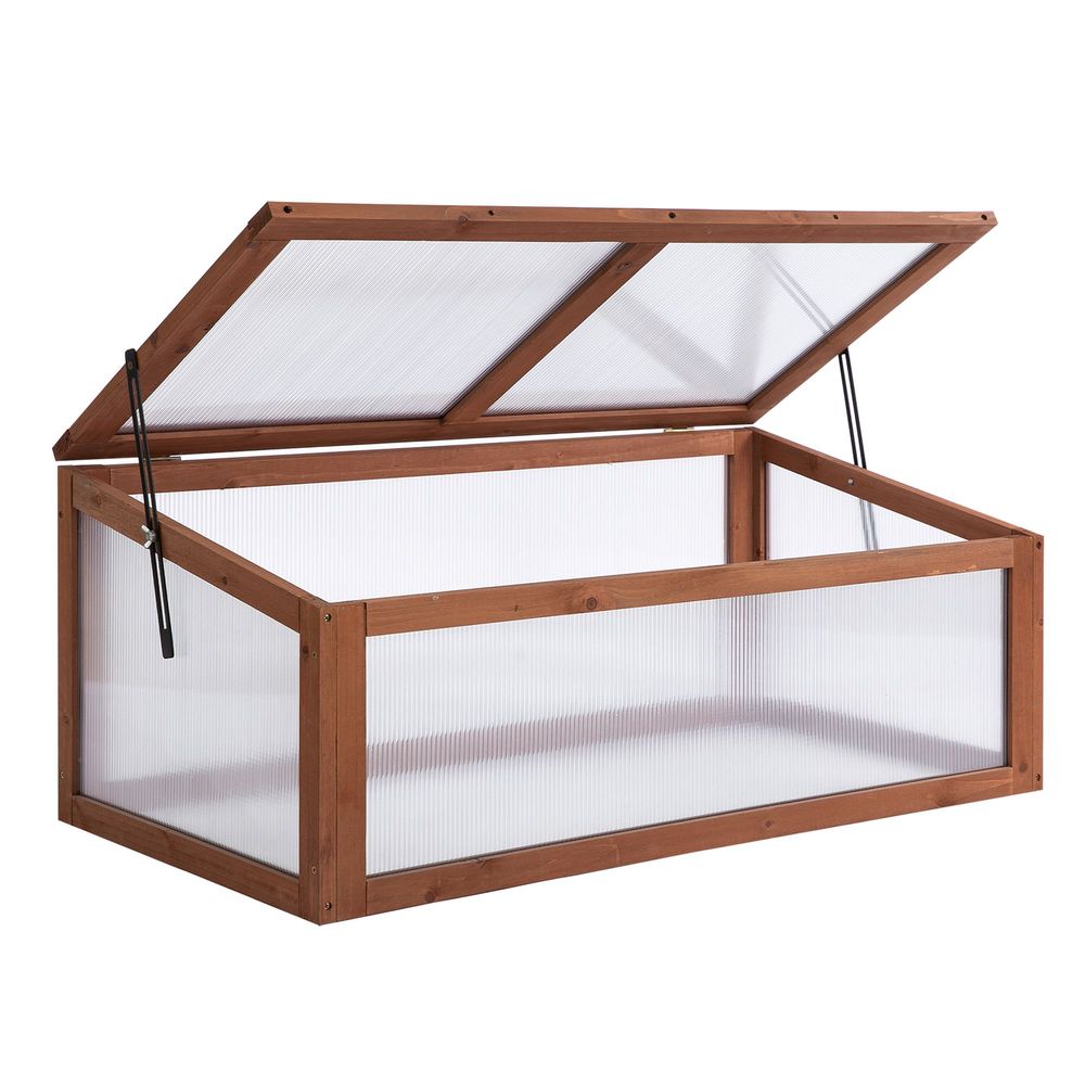 Square Wooden Greenhouse with Openable & Tilted Top Cover, PC Board V067942326