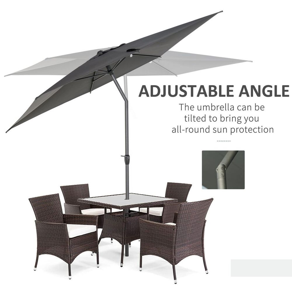 2.58m Aluminium Garden Parasol Sun Umbrella Angled Canopy Grey S0671149270