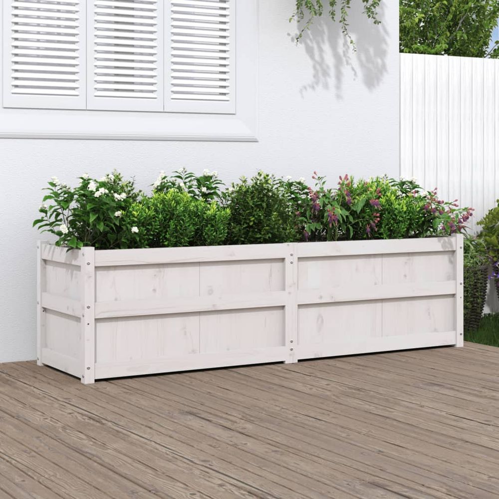 vidaXL Garden Planter White 180x50x50 cm Solid Wood Pine S0671392280