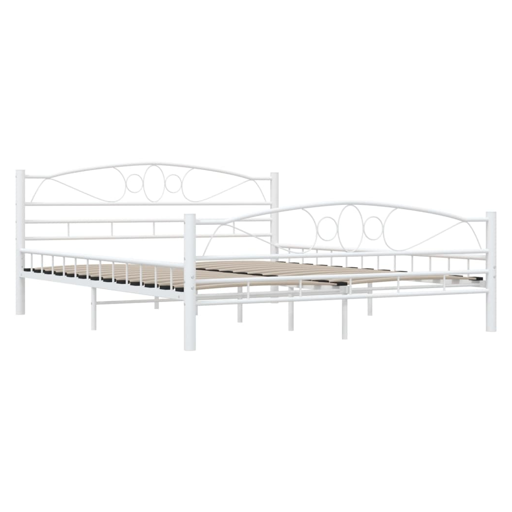 vidaXL Bed Frame White Metal 160x200 cm S069796136