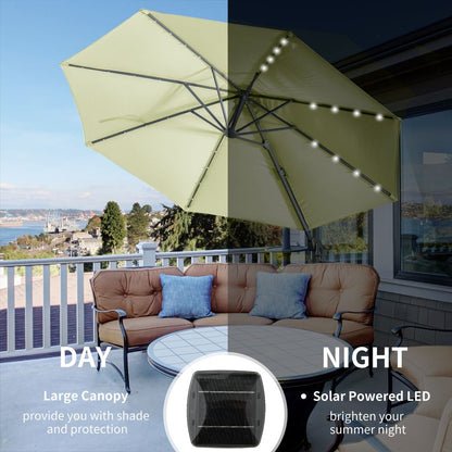 3m Cantilever Parasol Patio Umbrella with LED Solar Light Beige S0671072283