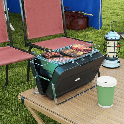 Outsunny Portable BBQ Grill with Suitcase Design for Camping Picnic Party, Black S0671433368