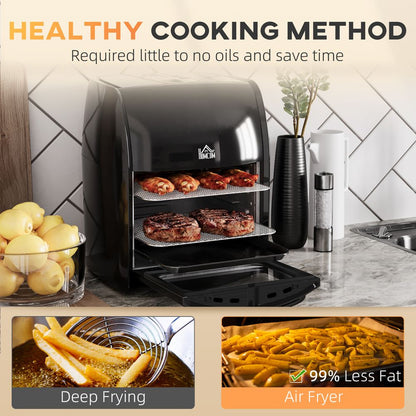 HOMCOM 12L Air Fryer Oven 8 Preset Modes Rapid Air Circulation 1800W Black S0671079373