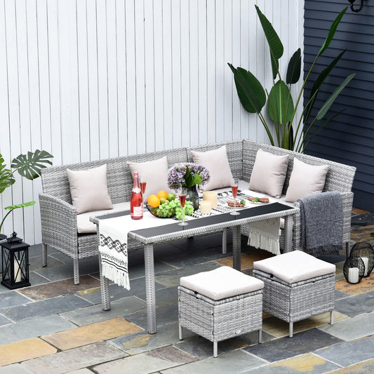 5 Pcs Rattan Wicker Furniture Patio Dining Table Stool Chaise Lounge Set S067941880