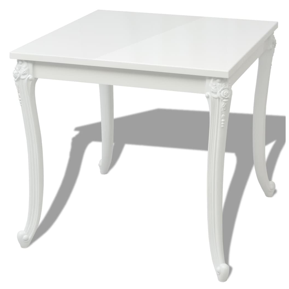 vidaXL Dining Table 80x80x76 cm High Gloss White V0671205630