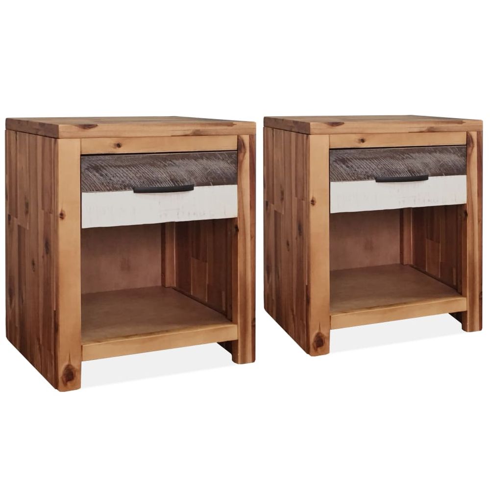 1-2 pcs Bedside Table Solid Acacia Wood 40x30x48 cm V069817867