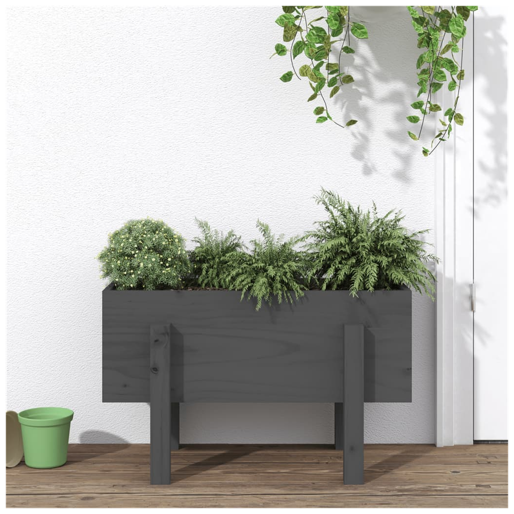 vidaXL Garden Planter Grey 62x30x38 cm Solid Wood Pine S0671358041