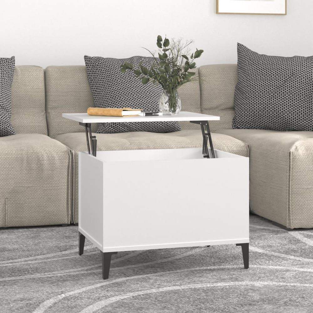 Coffee Table White 60x44.5x45 cm Engineered Wood S0671105454