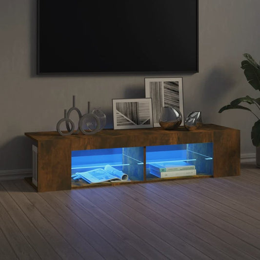 TV Cabinet with LED Lights Smoked Oak 135x39x30 cm S0671051580