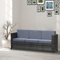 3-Seater Weather Resistant Outdoor Garden Rattan Sofa Grey S067941879