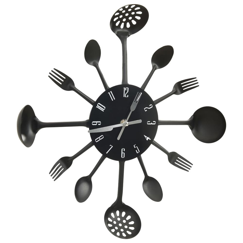 vidaXL Wall Clock with Spoon and Fork Design Black 40 cm Aluminium S0671175868