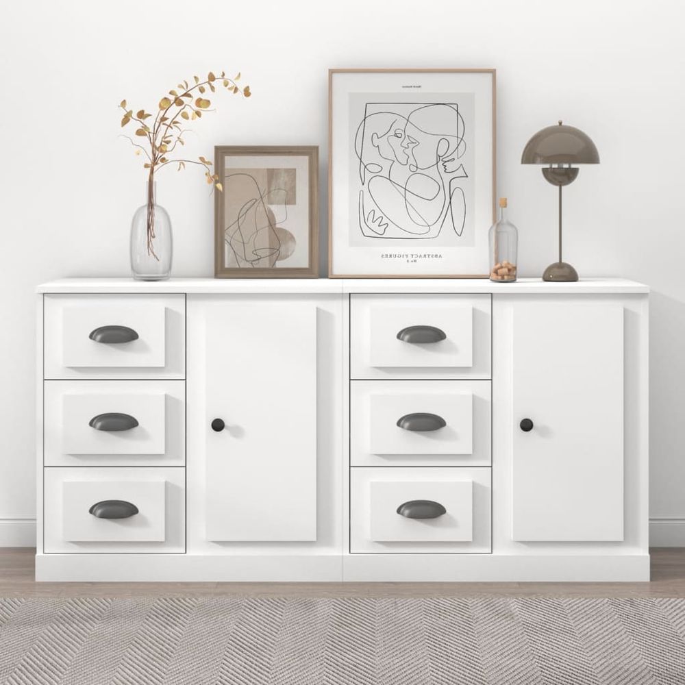 Sideboards 2 pcs White Engineered Wood V0671210583