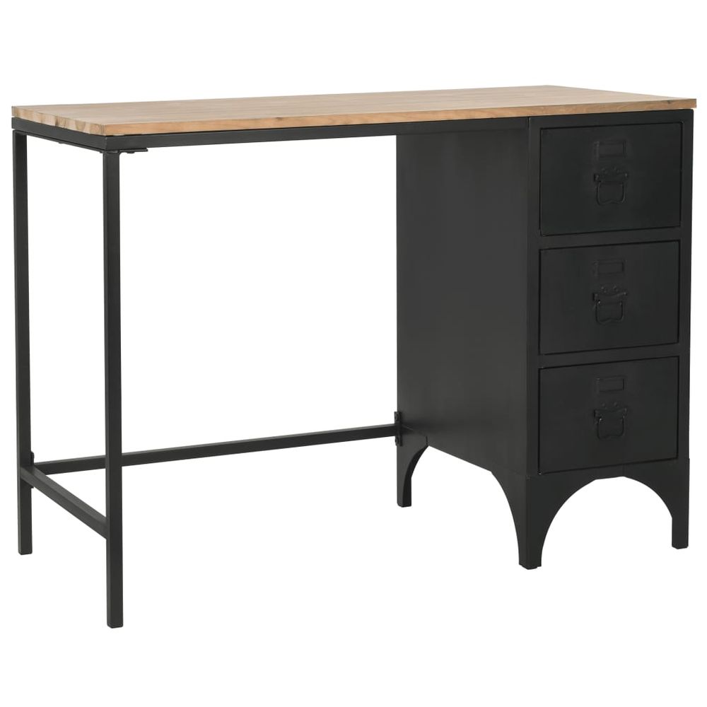 Single Pedestal Desk Solid Firwood and Steel 100x50x76 cm S069791778