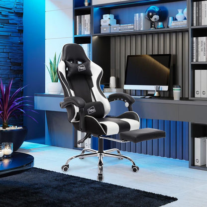 Leather Computer Office Gaming Chair with Massage Function & Footrest V0671029769