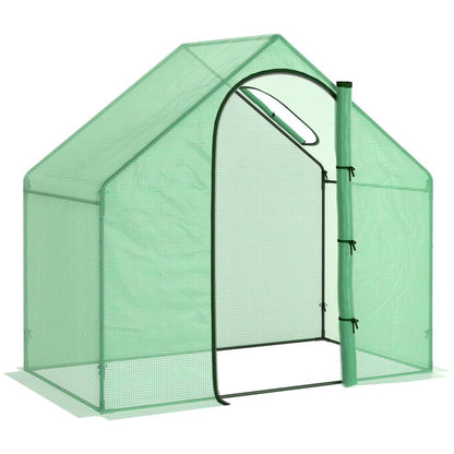 Outsunny Walk-In Portable Greenhouse Mini Grown House Steel Frame Window Green S0671080326