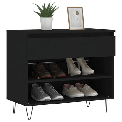 vidaXL Shoe Cabinet Black 70x36x60 cm Engineered Wood S0671362050