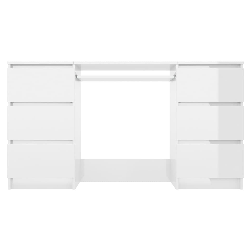 vidaXL Writing Desk High Gloss White 140x50x77 cm Engineered Wood V0671187005