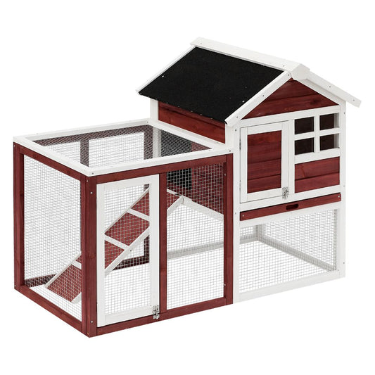 122cm Rabbit Hutch Cage Bunny House Wooden Habitat Pet Small Animal w/ Tray Ramp S0671071149