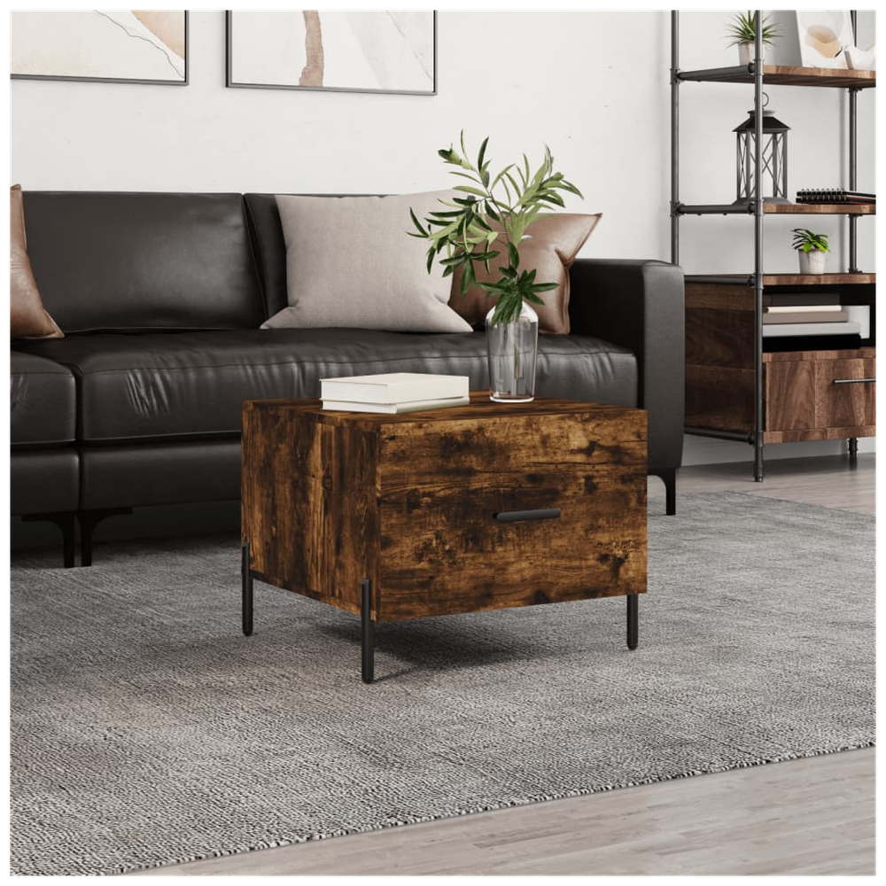 vidaXL Coffee Table Smoked Oak 50x50x40 cm Engineered Wood S0671256935