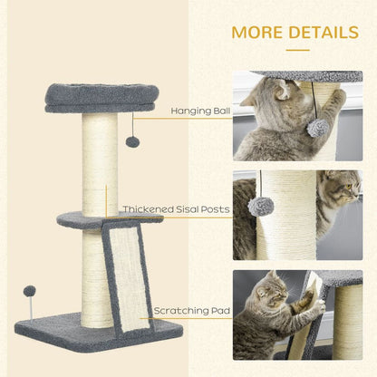 Cat Tree Tower for Indoor Cats w/ Scratching Posts, Pad, Dark Grey, Toy Ball S0671347304