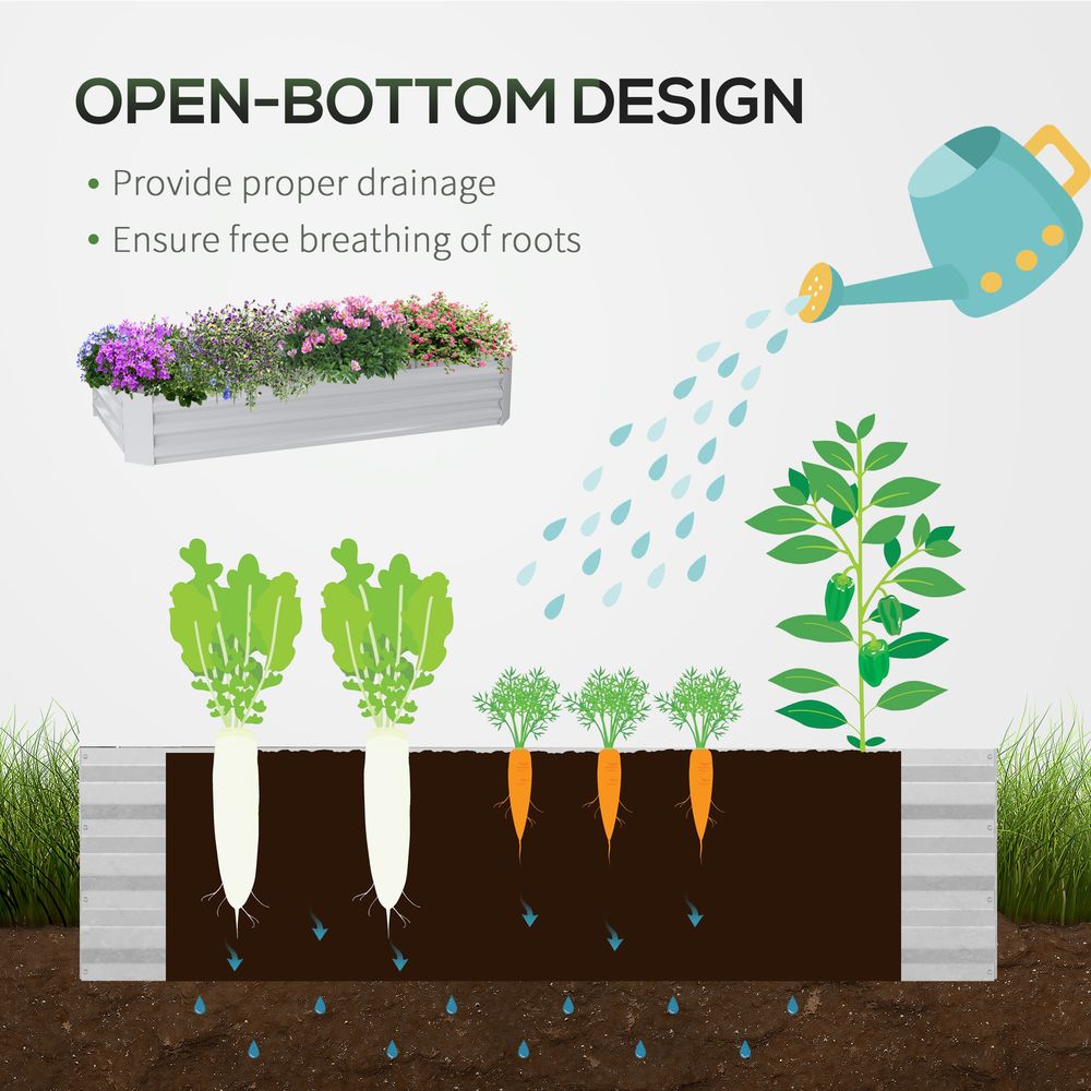 Outsunny Raised Garden Bed Planter Box with Greenhouse, Large Window, Green S0671347129