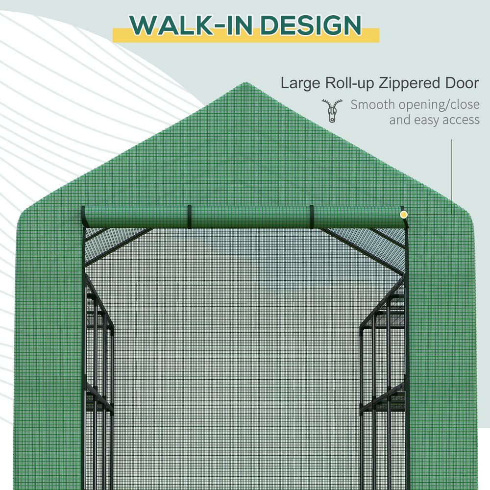 Poly Tunnel Steeple Walk in Greenhouse Removable Cover Shelves 244x180x210cm S067941698